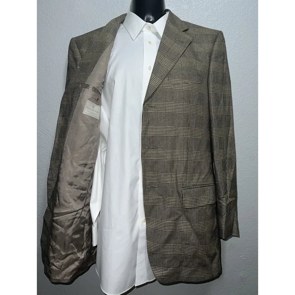Ermenegildo Zegna Soft Sport Coat Blazer Check Silk Men's Size 48R Preppy Cool